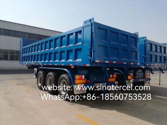 3 essieux hydraulique Dump Tipper Semi-remorque Économiser du temps Container rectangulaire pratique Container en forme de U disponible